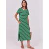 imageANRABESS Womens Midi DressSummer Long Tshirts DressesShort Sleeve Split StripeComfy Travel Beach Vacation Casual WearGreen White Stripe