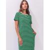 imageANRABESS Womens Midi DressSummer Long Tshirts DressesShort Sleeve Split StripeComfy Travel Beach Vacation Casual WearGreen White Stripe