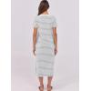 imageANRABESS Womens Midi DressSummer Long Tshirts DressesShort Sleeve Split StripeComfy Travel Beach Vacation Casual WearGrey White Stripe