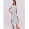 imageANRABESS Womens Midi DressSummer Long Tshirts DressesShort Sleeve Split StripeComfy Travel Beach Vacation Casual WearGrey White Stripe