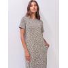 imageANRABESS Womens Midi DressSummer Long Tshirts DressesShort Sleeve Split StripeComfy Travel Beach Vacation Casual WearKhaki Polka Dot