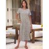 imageANRABESS Womens Midi DressSummer Long Tshirts DressesShort Sleeve Split StripeComfy Travel Beach Vacation Casual WearKhaki Polka Dot