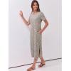 imageANRABESS Womens Midi DressSummer Long Tshirts DressesShort Sleeve Split StripeComfy Travel Beach Vacation Casual WearKhaki Polka Dot