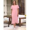 imageANRABESS Womens Midi DressSummer Long Tshirts DressesShort Sleeve Split StripeComfy Travel Beach Vacation Casual WearPink