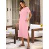 imageANRABESS Womens Midi DressSummer Long Tshirts DressesShort Sleeve Split StripeComfy Travel Beach Vacation Casual WearPink