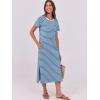 imageANRABESS Womens Midi DressSummer Long Tshirts DressesShort Sleeve Split StripeComfy Travel Beach Vacation Casual WearSky White Stripe