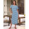 imageANRABESS Womens Midi DressSummer Long Tshirts DressesShort Sleeve Split StripeComfy Travel Beach Vacation Casual WearSky White Stripe