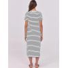 imageANRABESS Womens Midi DressSummer Long Tshirts DressesShort Sleeve Split StripeComfy Travel Beach Vacation Casual WearWhite Black Stripe