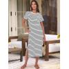 imageANRABESS Womens Midi DressSummer Long Tshirts DressesShort Sleeve Split StripeComfy Travel Beach Vacation Casual WearWhite Black Stripe