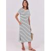 imageANRABESS Womens Midi DressSummer Long Tshirts DressesShort Sleeve Split StripeComfy Travel Beach Vacation Casual WearWhite Black Stripe