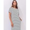 imageANRABESS Womens Midi DressSummer Long Tshirts DressesShort Sleeve Split StripeComfy Travel Beach Vacation Casual WearWhite Black Stripe
