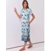 imageANRABESS Womens Midi DressSummer Long Tshirts DressesShort Sleeve Split StripeComfy Travel Beach Vacation Casual WearWhite Blue Floral