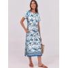 imageANRABESS Womens Midi DressSummer Long Tshirts DressesShort Sleeve Split StripeComfy Travel Beach Vacation Casual WearWhite Blue Floral