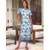 imageANRABESS Womens Midi DressSummer Long Tshirts DressesShort Sleeve Split StripeComfy Travel Beach Vacation Casual WearWhite Blue Floral