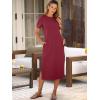 imageANRABESS Womens Midi DressSummer Long Tshirts DressesShort Sleeve Split StripeComfy Travel Beach Vacation Casual WearWine Red