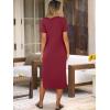 imageANRABESS Womens Midi DressSummer Long Tshirts DressesShort Sleeve Split StripeComfy Travel Beach Vacation Casual WearWine Red