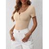 imageANRABESS Womens Short Sleeve Henley Shirts Ribbed Slim Fitted Tee Summer Work Tops 2026 Button Blouse Spring Vacation ClothesApricot