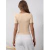 imageANRABESS Womens Short Sleeve Henley Shirts Ribbed Slim Fitted Tee Summer Work Tops 2026 Button Blouse Spring Vacation ClothesApricot