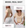 imageANRABESS Womens Short Sleeve Henley Shirts Ribbed Slim Fitted Tee Summer Work Tops 2026 Button Blouse Spring Vacation ClothesApricot