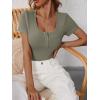 imageANRABESS Womens Short Sleeve Henley Shirts Ribbed Slim Fitted Tee Summer Work Tops 2026 Button Blouse Spring Vacation ClothesArmy Green