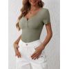 imageANRABESS Womens Short Sleeve Henley Shirts Ribbed Slim Fitted Tee Summer Work Tops 2026 Button Blouse Spring Vacation ClothesArmy Green
