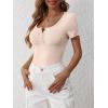 imageANRABESS Womens Short Sleeve Henley Shirts Ribbed Slim Fitted Tee Summer Work Tops 2026 Button Blouse Spring Vacation ClothesBeige