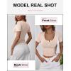 imageANRABESS Womens Short Sleeve Henley Shirts Ribbed Slim Fitted Tee Summer Work Tops 2026 Button Blouse Spring Vacation ClothesBeige