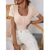 imageANRABESS Womens Short Sleeve Henley Shirts Ribbed Slim Fitted Tee Summer Work Tops 2026 Button Blouse Spring Vacation ClothesBeige