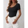 imageANRABESS Womens Short Sleeve Henley Shirts Ribbed Slim Fitted Tee Summer Work Tops 2026 Button Blouse Spring Vacation ClothesBlack