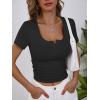 imageANRABESS Womens Short Sleeve Henley Shirts Ribbed Slim Fitted Tee Summer Work Tops 2026 Button Blouse Spring Vacation ClothesBlack