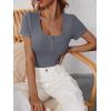 imageANRABESS Womens Short Sleeve Henley Shirts Ribbed Slim Fitted Tee Summer Work Tops 2026 Button Blouse Spring Vacation ClothesBlack Grey