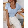 imageANRABESS Womens Short Sleeve Henley Shirts Ribbed Slim Fitted Tee Summer Work Tops 2026 Button Blouse Spring Vacation ClothesBlue