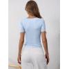 imageANRABESS Womens Short Sleeve Henley Shirts Ribbed Slim Fitted Tee Summer Work Tops 2026 Button Blouse Spring Vacation ClothesBlue