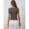 imageANRABESS Womens Short Sleeve Henley Shirts Ribbed Slim Fitted Tee Summer Work Tops 2026 Button Blouse Spring Vacation ClothesBrown