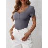 imageANRABESS Womens Short Sleeve Henley Shirts Ribbed Slim Fitted Tee Summer Work Tops 2026 Button Blouse Spring Vacation ClothesCharcoal