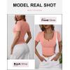 imageANRABESS Womens Short Sleeve Henley Shirts Ribbed Slim Fitted Tee Summer Work Tops 2026 Button Blouse Spring Vacation ClothesCoral