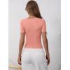 imageANRABESS Womens Short Sleeve Henley Shirts Ribbed Slim Fitted Tee Summer Work Tops 2026 Button Blouse Spring Vacation ClothesCoral