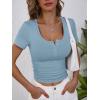 imageANRABESS Womens Short Sleeve Henley Shirts Ribbed Slim Fitted Tee Summer Work Tops 2026 Button Blouse Spring Vacation ClothesDeep Blue