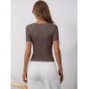 imageANRABESS Womens Short Sleeve Henley Shirts Ribbed Slim Fitted Tee Summer Work Tops 2026 Button Blouse Spring Vacation ClothesDeep Brown