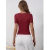 imageANRABESS Womens Short Sleeve Henley Shirts Ribbed Slim Fitted Tee Summer Work Tops 2026 Button Blouse Spring Vacation ClothesDeep Red