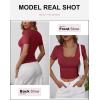 imageANRABESS Womens Short Sleeve Henley Shirts Ribbed Slim Fitted Tee Summer Work Tops 2026 Button Blouse Spring Vacation ClothesDeep Red