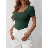 imageANRABESS Womens Short Sleeve Henley Shirts Ribbed Slim Fitted Tee Summer Work Tops 2026 Button Blouse Spring Vacation ClothesForest Green