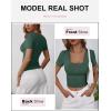 imageANRABESS Womens Short Sleeve Henley Shirts Ribbed Slim Fitted Tee Summer Work Tops 2026 Button Blouse Spring Vacation ClothesForest Green