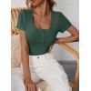imageANRABESS Womens Short Sleeve Henley Shirts Ribbed Slim Fitted Tee Summer Work Tops 2026 Button Blouse Spring Vacation ClothesForest Green