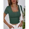 imageANRABESS Womens Short Sleeve Henley Shirts Ribbed Slim Fitted Tee Summer Work Tops 2026 Button Blouse Spring Vacation ClothesForest Green