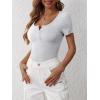 imageANRABESS Womens Short Sleeve Henley Shirts Ribbed Slim Fitted Tee Summer Work Tops 2026 Button Blouse Spring Vacation ClothesGrey