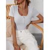 imageANRABESS Womens Short Sleeve Henley Shirts Ribbed Slim Fitted Tee Summer Work Tops 2026 Button Blouse Spring Vacation ClothesGrey