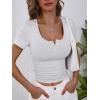 imageANRABESS Womens Short Sleeve Henley Shirts Ribbed Slim Fitted Tee Summer Work Tops 2026 Button Blouse Spring Vacation ClothesGrey