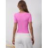 imageANRABESS Womens Short Sleeve Henley Shirts Ribbed Slim Fitted Tee Summer Work Tops 2026 Button Blouse Spring Vacation ClothesHot Pink