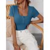 imageANRABESS Womens Short Sleeve Henley Shirts Ribbed Slim Fitted Tee Summer Work Tops 2026 Button Blouse Spring Vacation ClothesIndigo